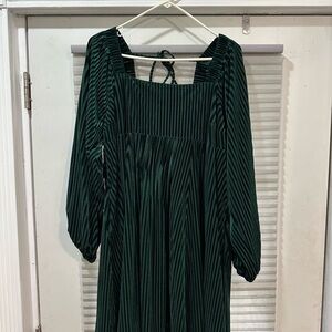 Elegant Green Striped Dress